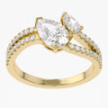1.35 Carat Pear and Round Shape Lab Grown Diamond Split Shank Engagement Ring