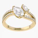 1.35 Carat Pear and Round Shape Lab Grown Diamond Split Shank Engagement Ring