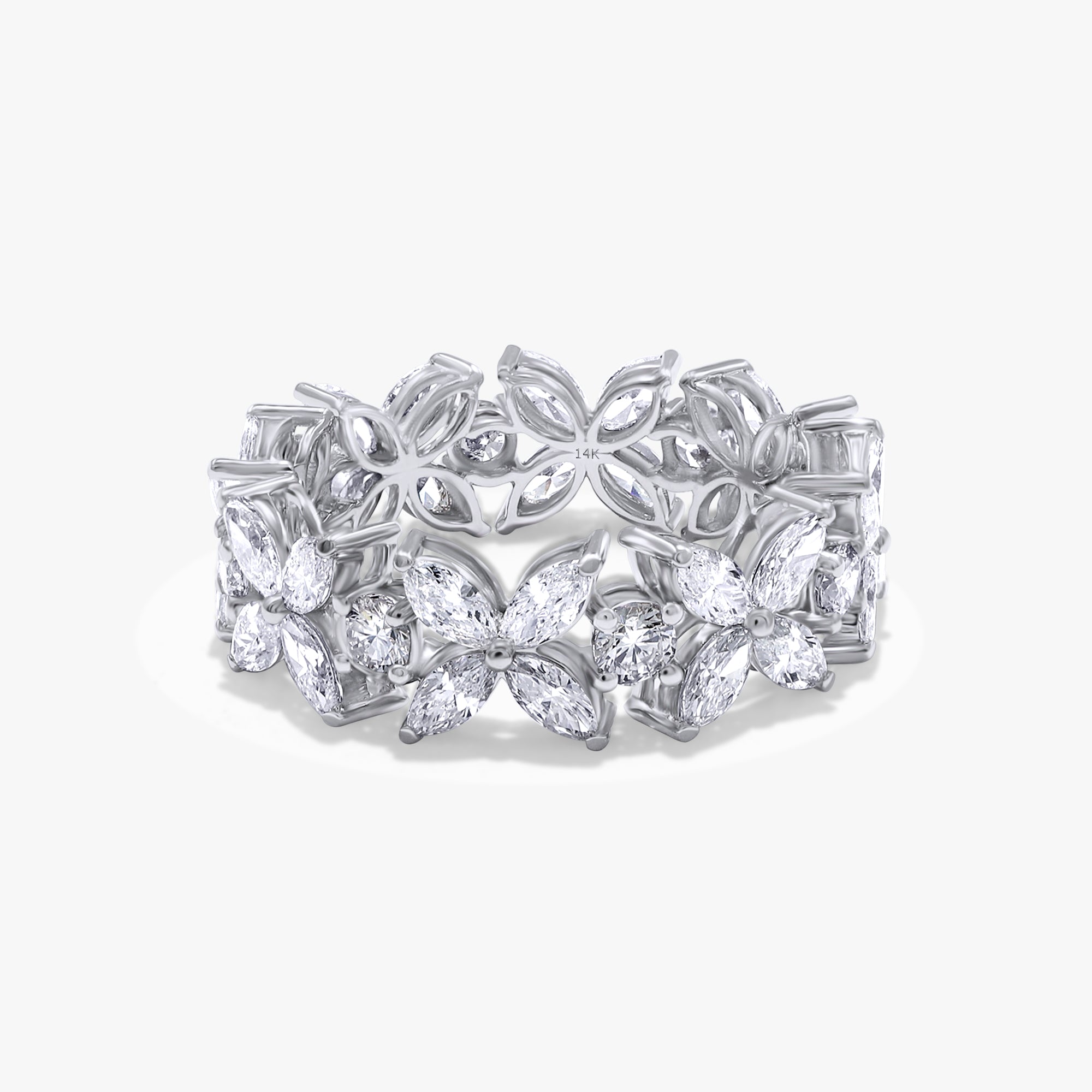 1.95 Carat Lab Grown Diamond Flower Band Ring