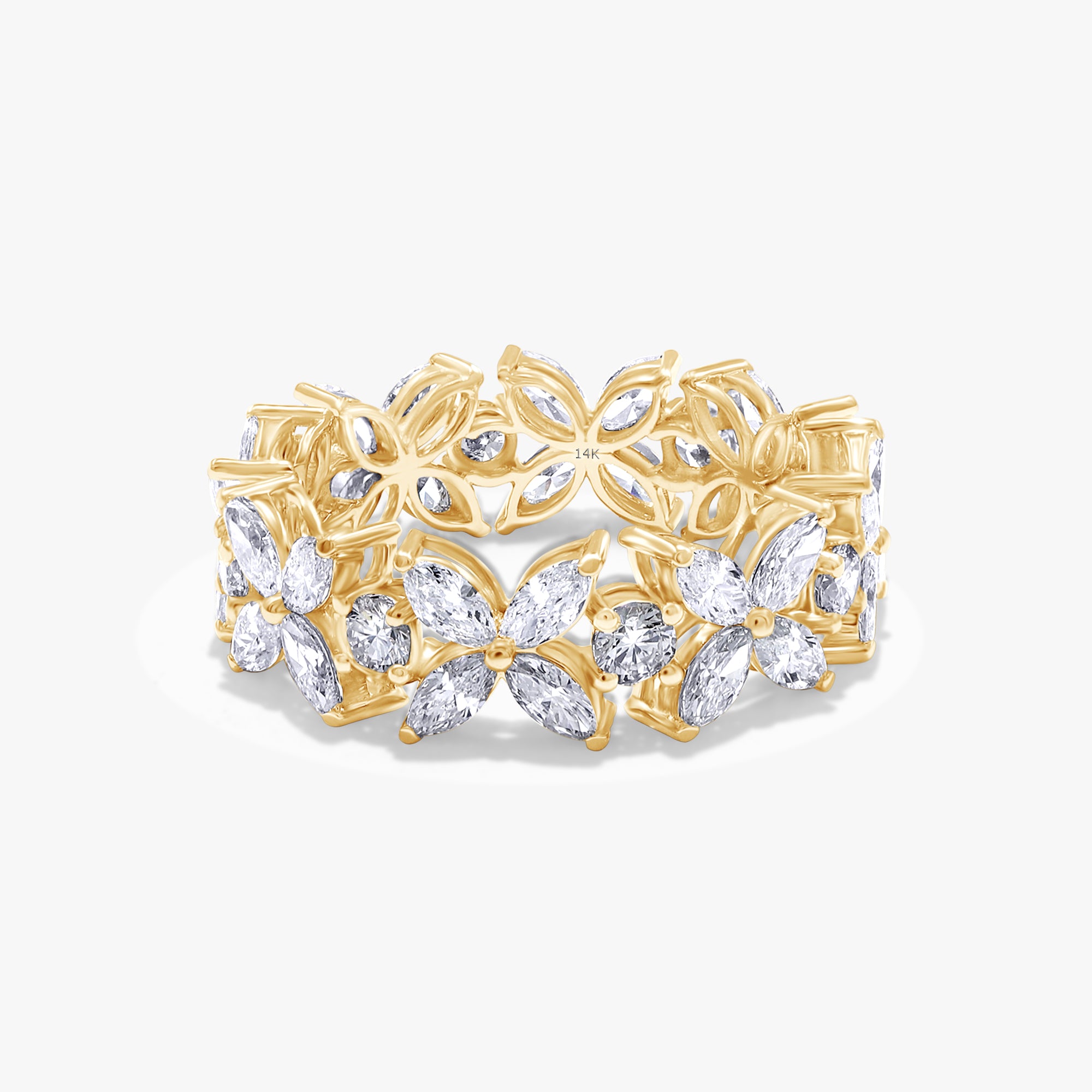 1.95 Carat Lab Grown Diamond Flower Band Ring