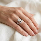 1.30 Carat Pear and Round Shape Lab Grown Diamond Bypass Engagement Ring