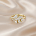 1.30 Carat Pear and Round Shape Lab Grown Diamond Bypass Engagement Ring