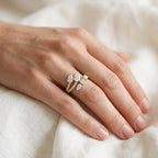 1.30 Carat Pear and Round Shape Lab Grown Diamond Bypass Engagement Ring