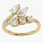 1.30 Carat Pear and Round Shape Lab Grown Diamond Bypass Engagement Ring