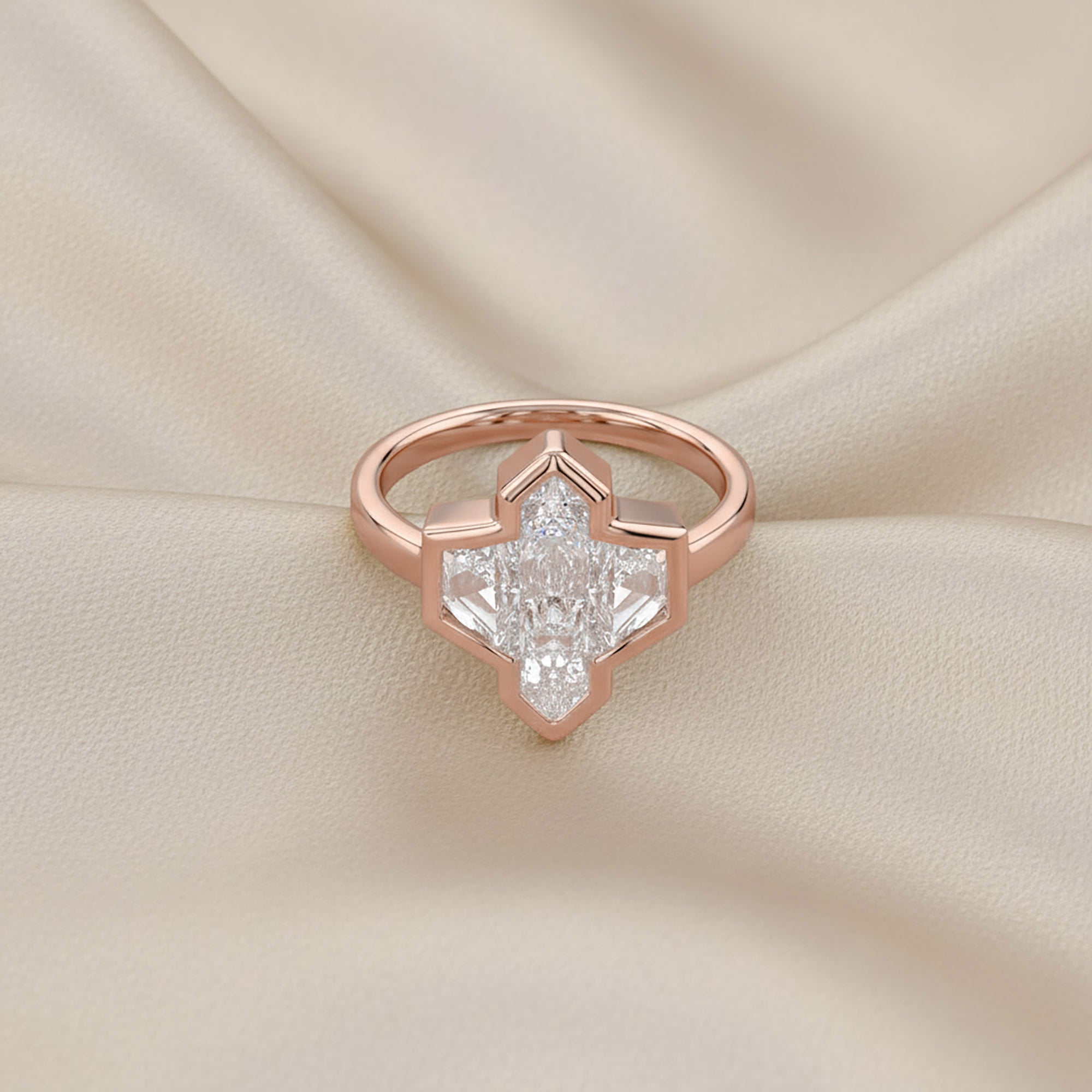 Pencil and Tapered Baguette Shape 2.06 Lab Grown Diamond Engagement Ring