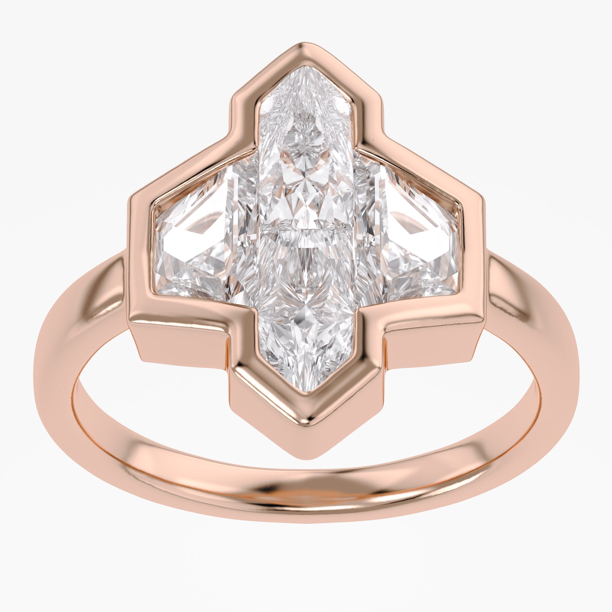 Pencil and Tapered Baguette Shape 2.06 Lab Grown Diamond Engagement Ring