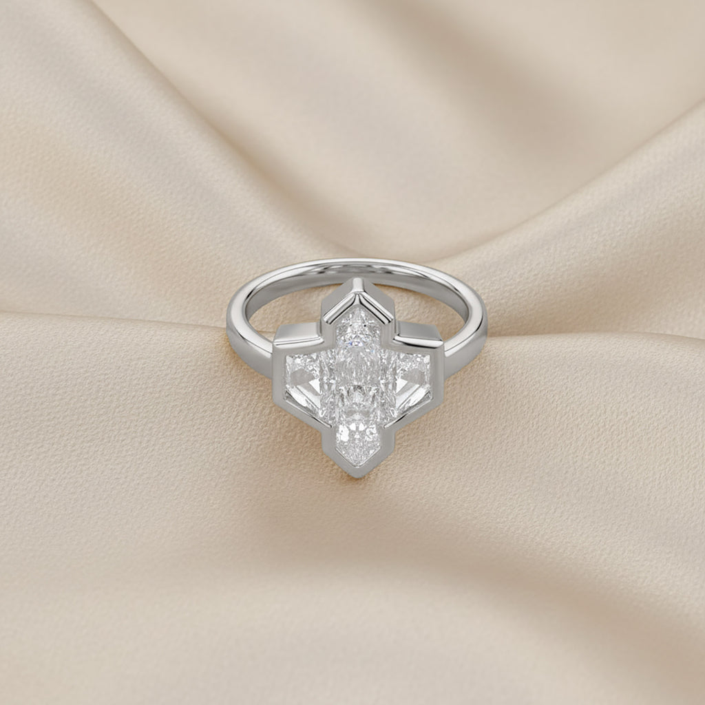 Pencil and Tapered Baguette Shape 2.06 Lab Grown Diamond Engagement Ring