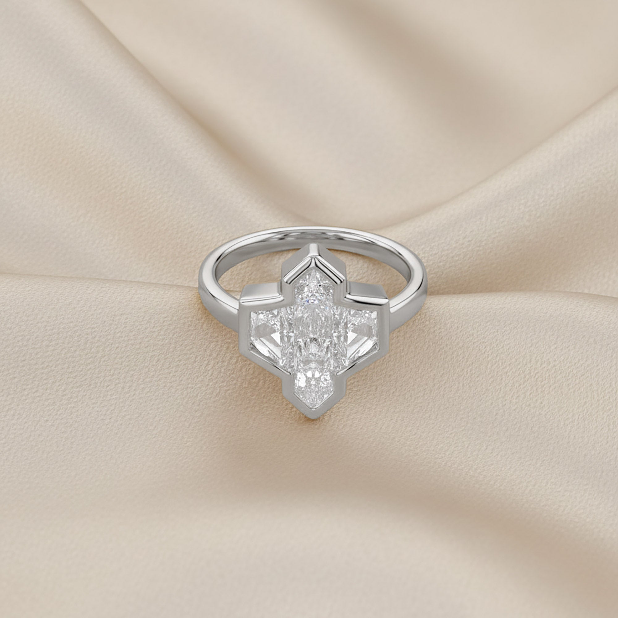 Pencil and Tapered Baguette Shape 2.06 Lab Grown Diamond Engagement Ring