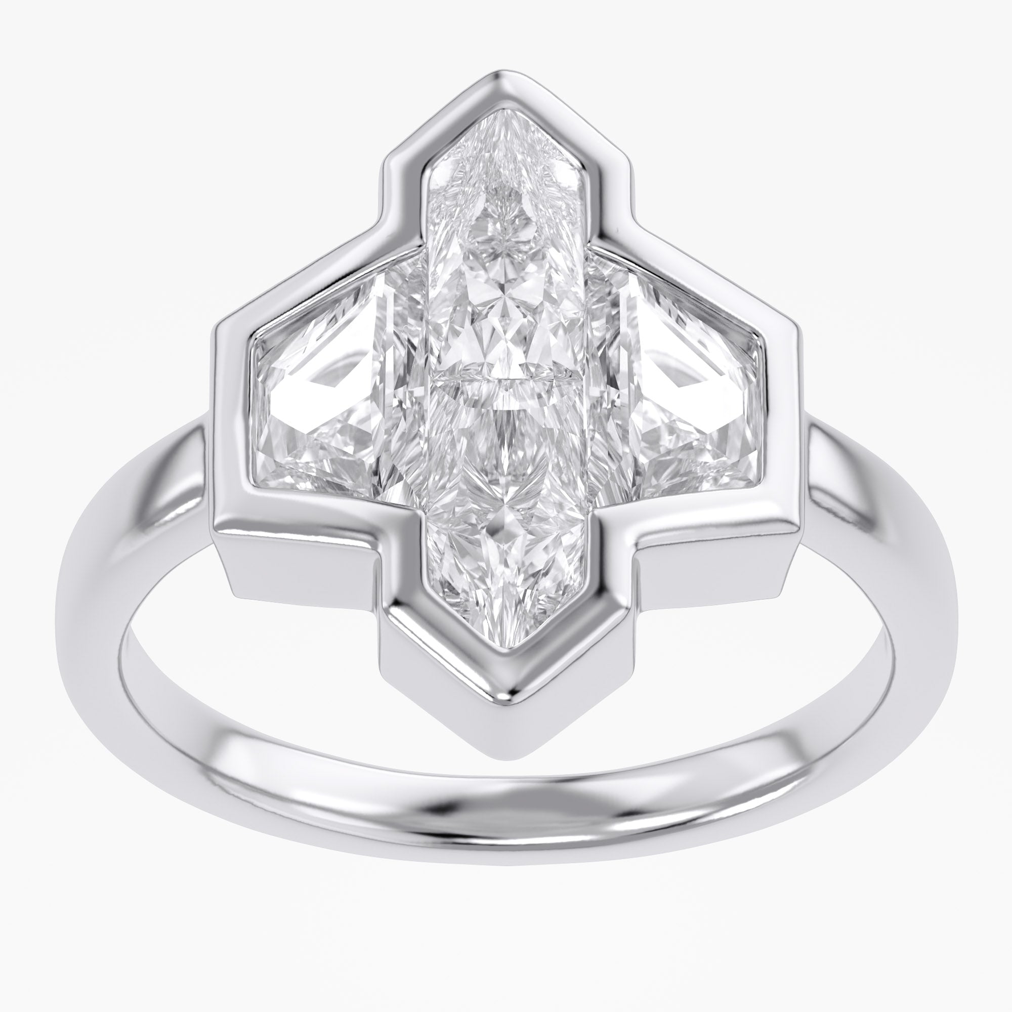 Pencil and Tapered Baguette Shape 2.06 Lab Grown Diamond Engagement Ring
