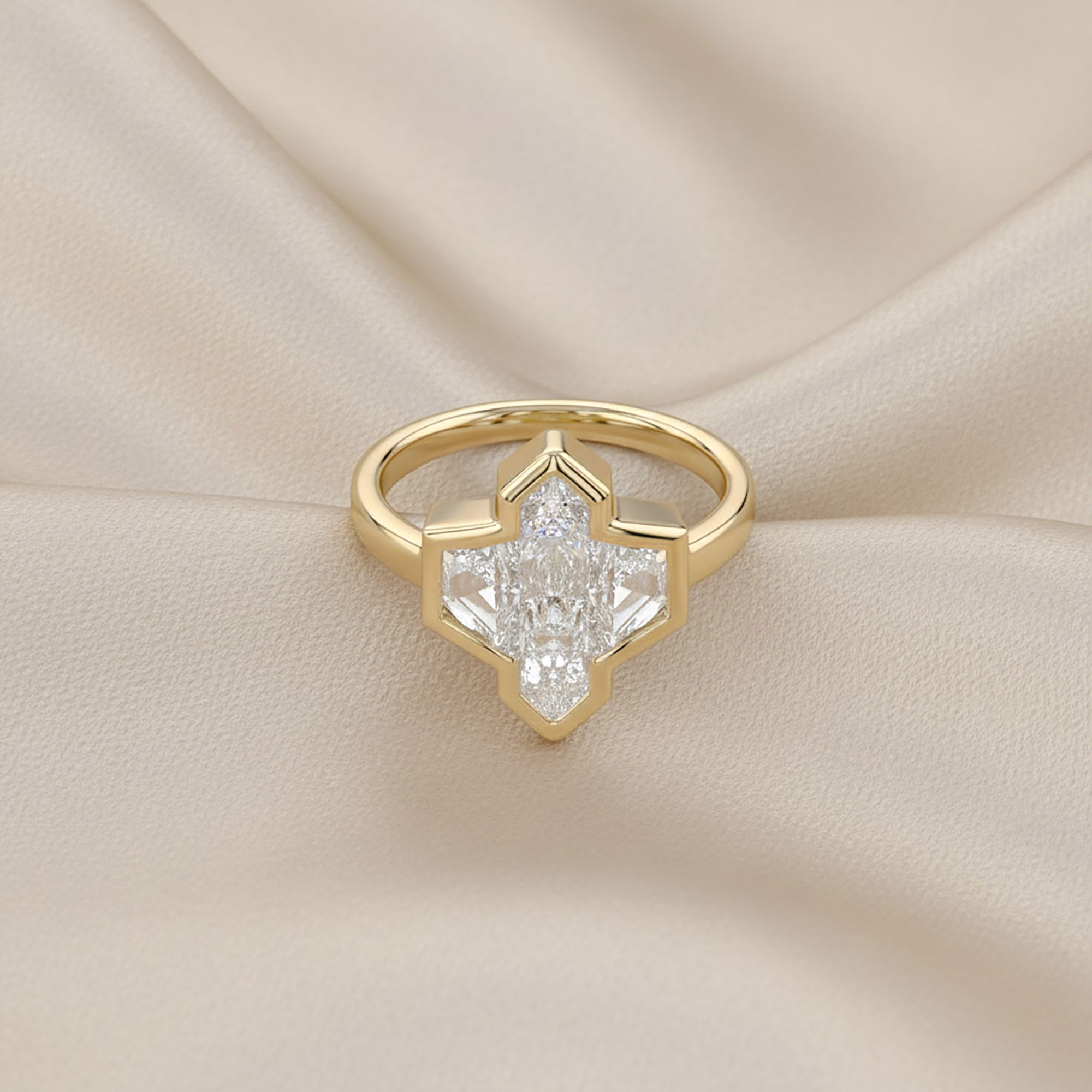 Pencil and Tapered Baguette Shape 2.06 Lab Grown Diamond Engagement Ring