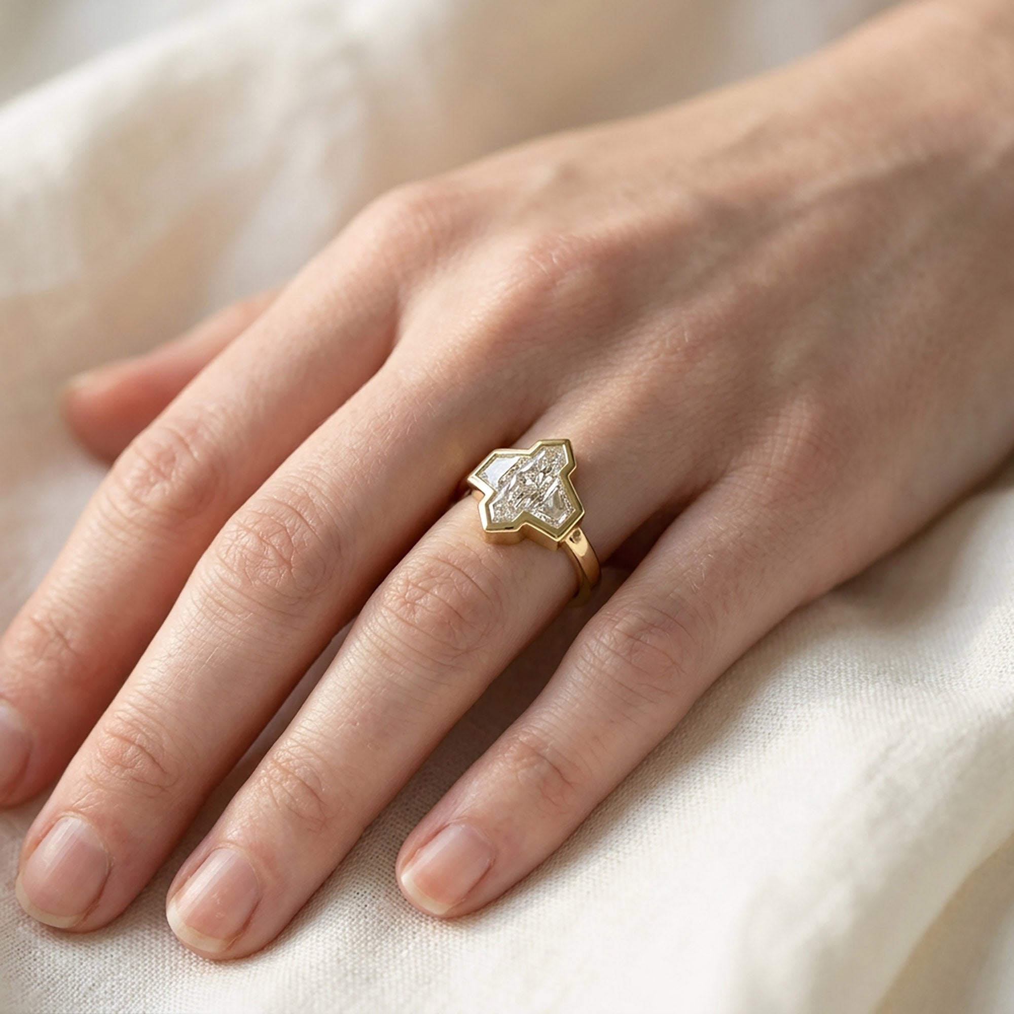 Pencil and Tapered Baguette Shape 2.06 Lab Grown Diamond Engagement Ring