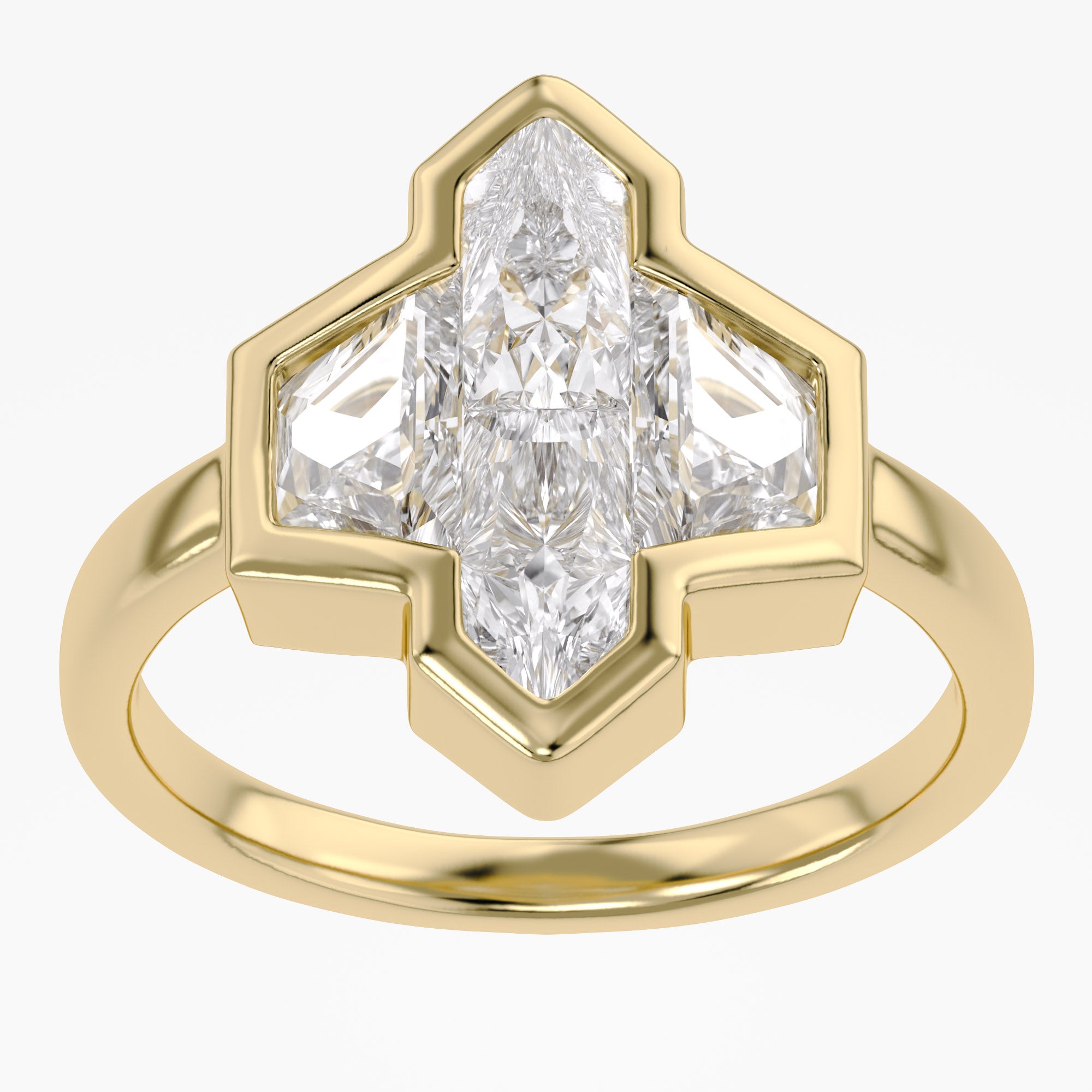Pencil and Tapered Baguette Shape 2.06 Lab Grown Diamond Engagement Ring