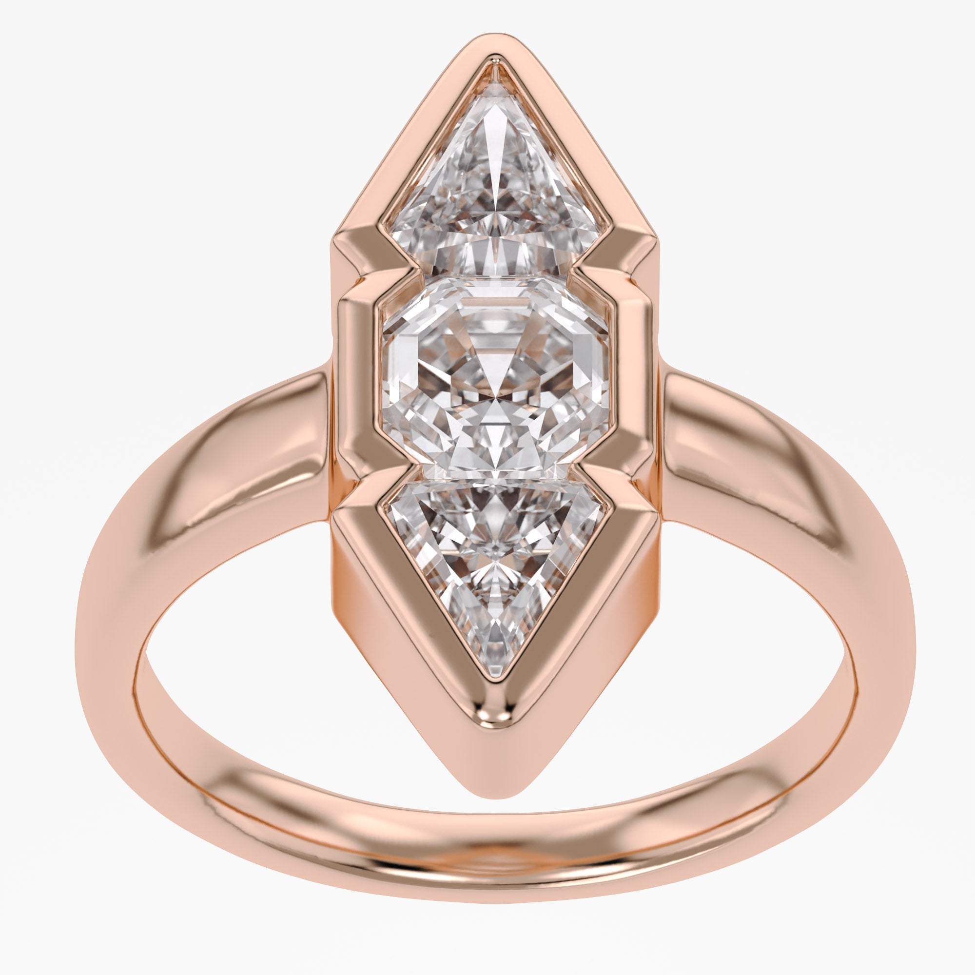 Asscher and Kite Shape 2.10 Carat Lab Grown Diamond Engagement Ring
