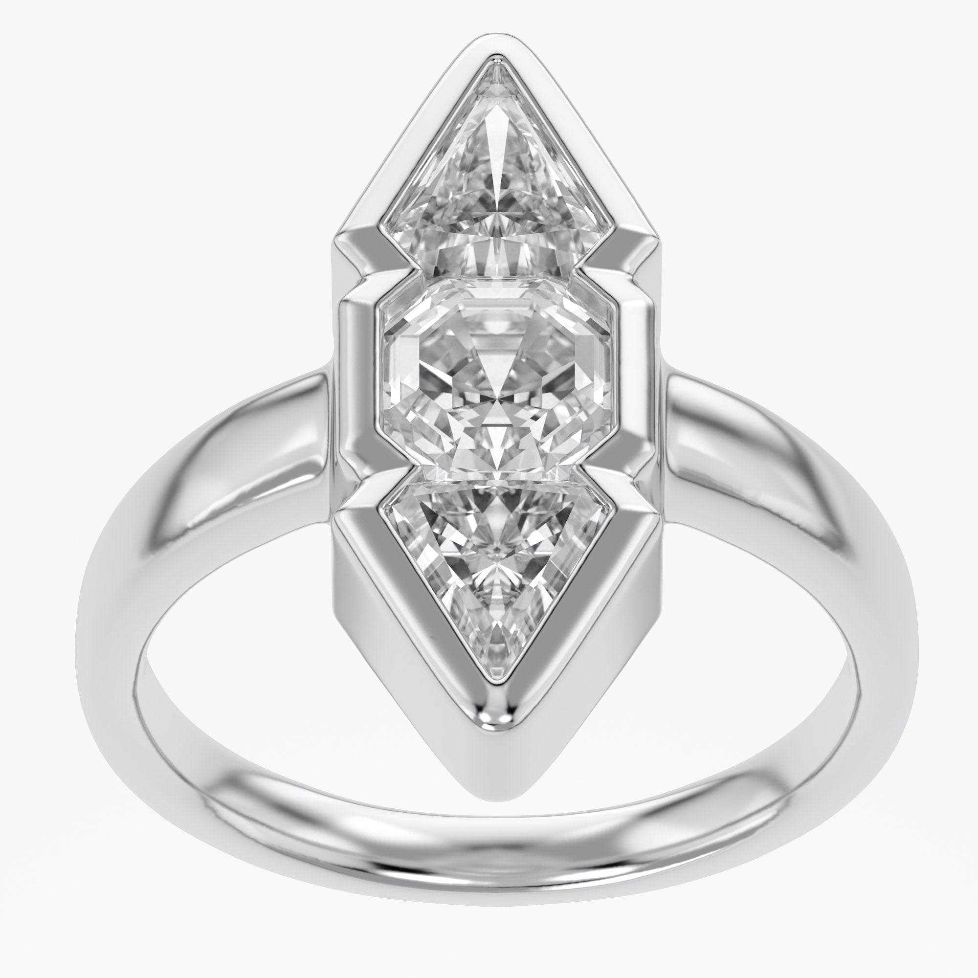 Asscher and Kite Shape 2.10 Carat Lab Grown Diamond Engagement Ring