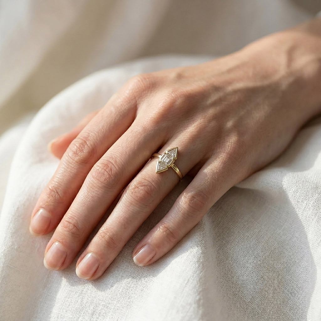 Asscher and Kite Shape 2.10 Carat Lab Grown Diamond Engagement Ring