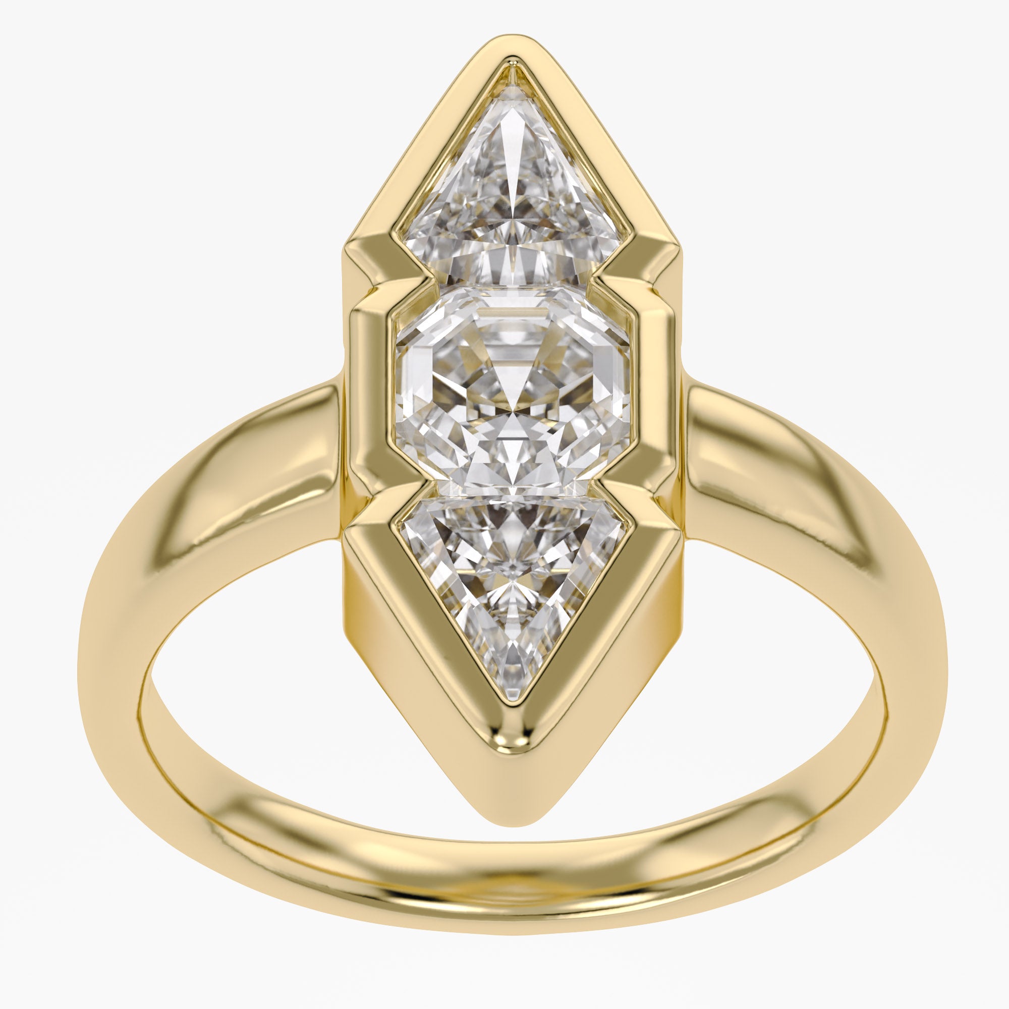 Asscher and Kite Shape 2.10 Carat Lab Grown Diamond Engagement Ring