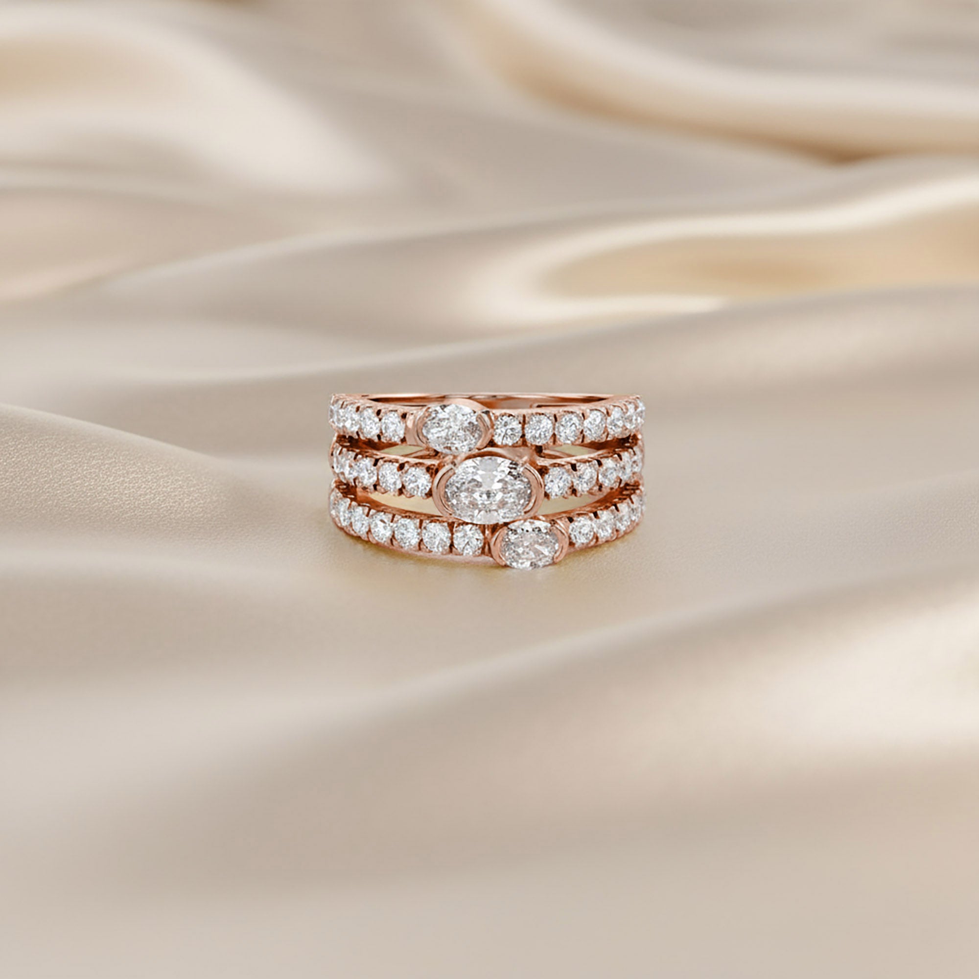 1.90 Carat Lab Grown Diamond Three Row Engagement Ring