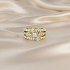1.90 Carat Lab Grown Diamond Three Row Engagement Ring