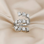1.85 TCW  Emerald Shape Lab Grown Diamond Three Row Engagement Ring