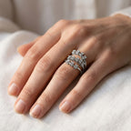 1.85 TCW  Emerald Shape Lab Grown Diamond Three Row Engagement Ring