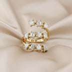 1.85 TCW  Emerald Shape Lab Grown Diamond Three Row Engagement Ring