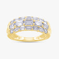 2.00 Carat Emerald Cut Lab Grown Diamond 3-Row Engagement Ring