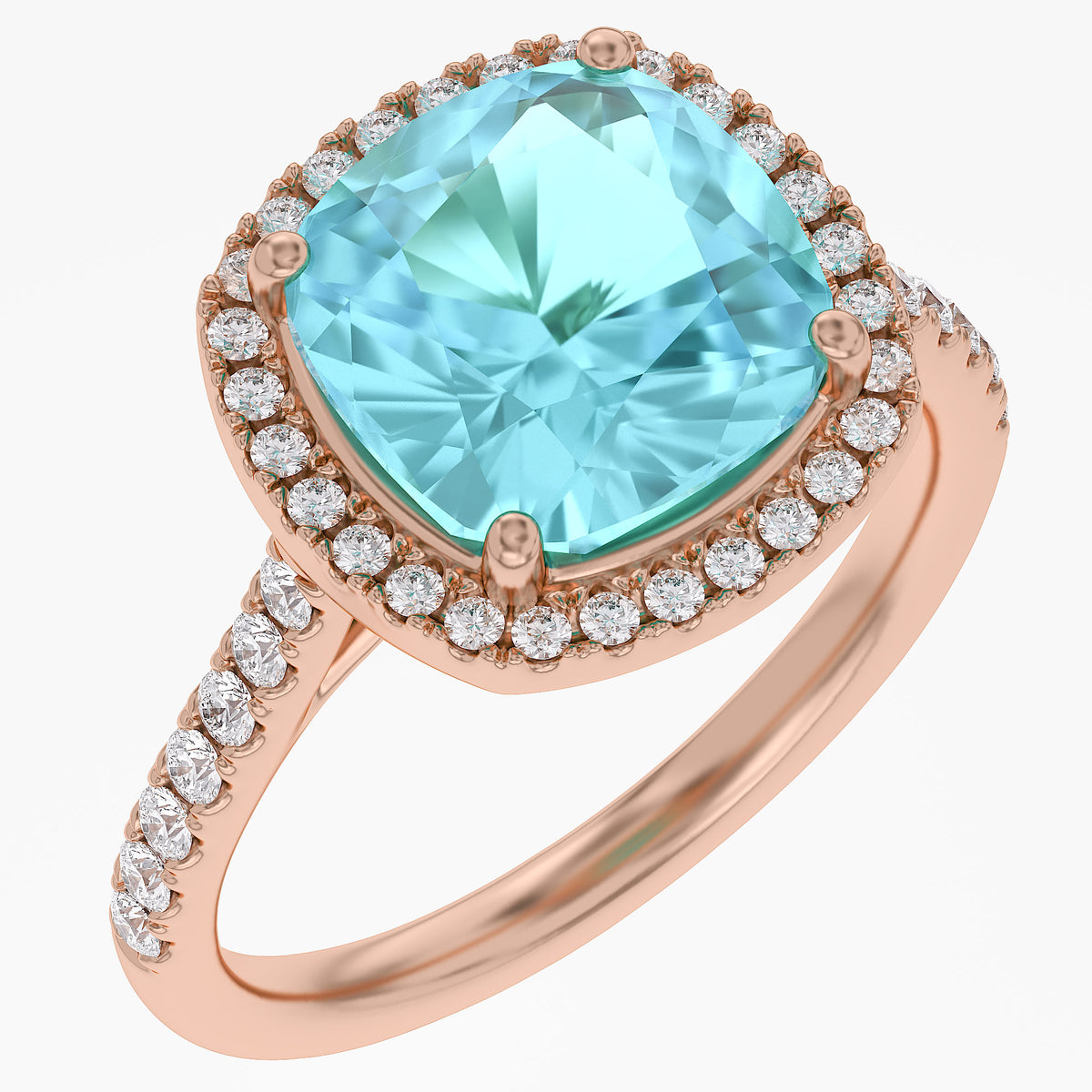 7.25 Carat Lab Grown Gemstone and Diamond Halo Style Ring