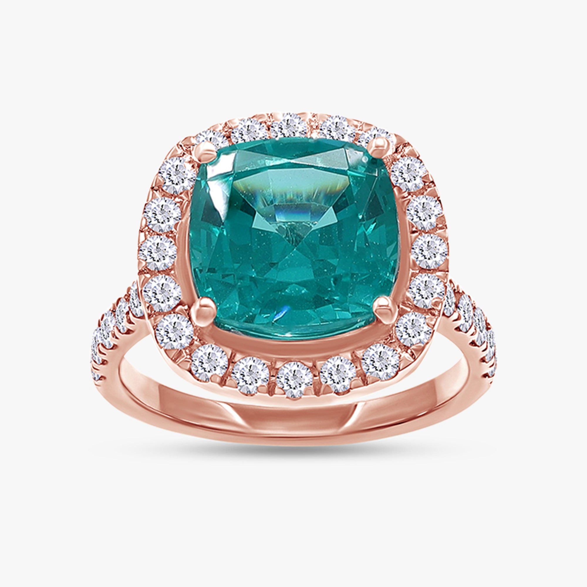 7.25 Carat Lab Grown Gemstone and Diamond Halo Style Ring