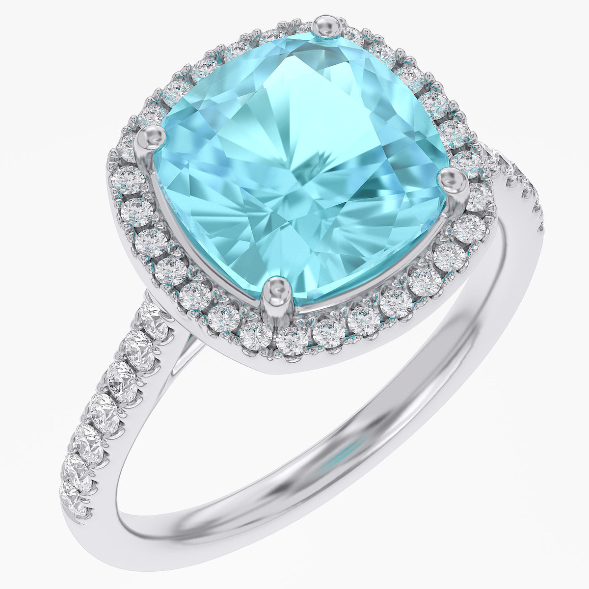 7.25 Carat Lab Grown Gemstone and Diamond Halo Style Ring
