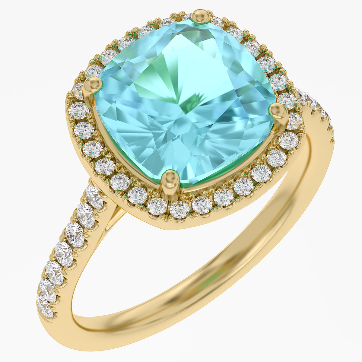 7.25 Carat Lab Grown Gemstone and Diamond Halo Style Ring