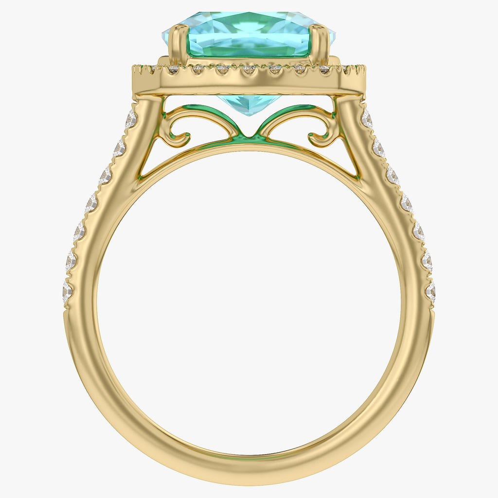 7.25 Carat Lab Grown Gemstone and Diamond Halo Style Ring