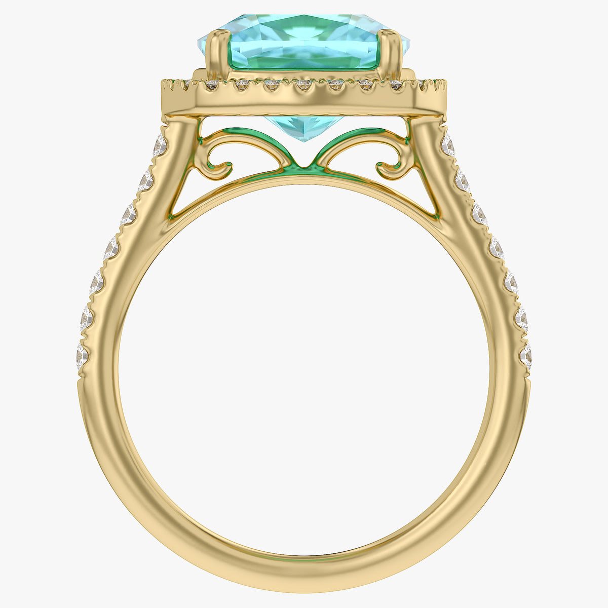 7.25 Carat Lab Grown Gemstone and Diamond Halo Style Ring