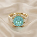 7.25 Carat Lab Grown Gemstone and Diamond Halo Style Ring