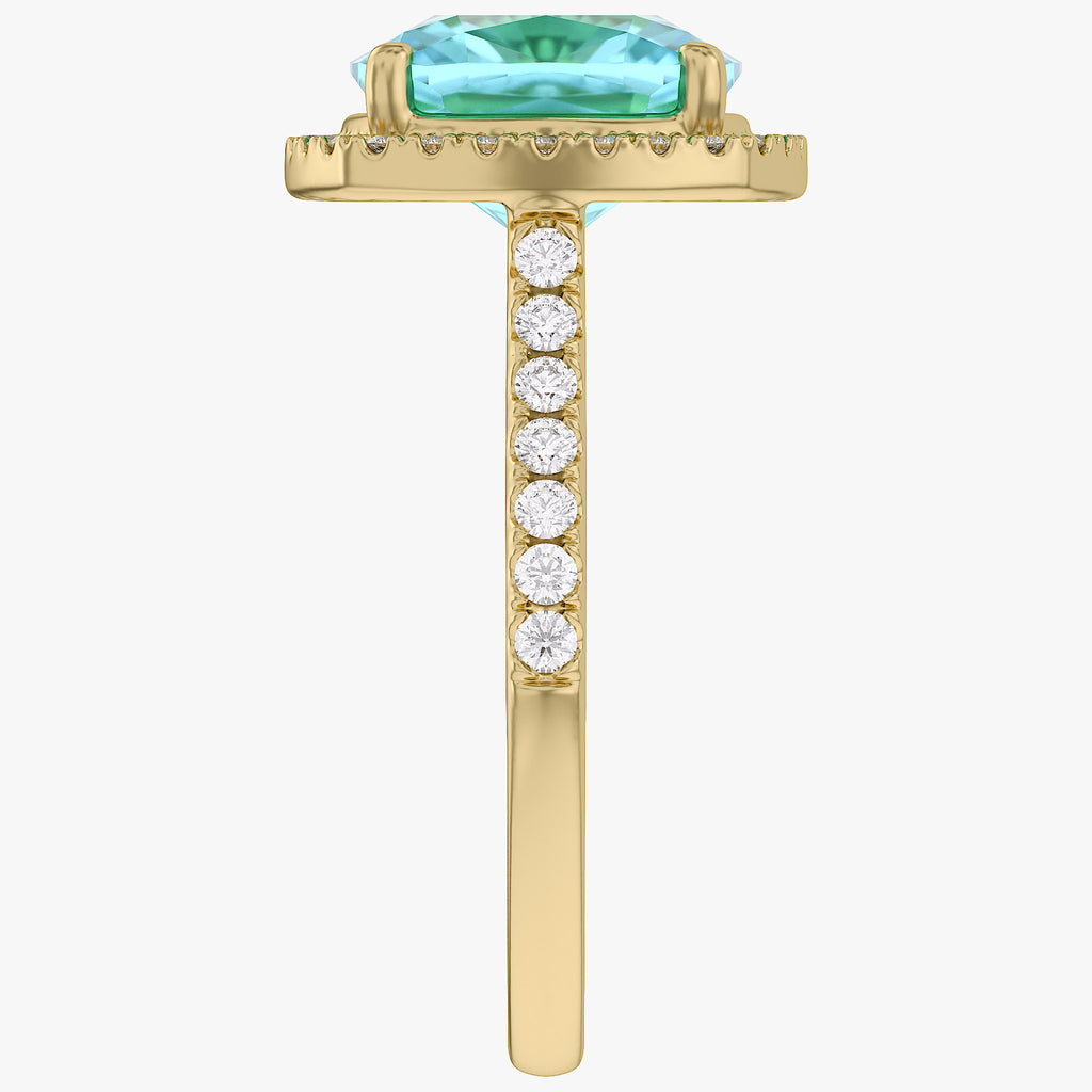 7.25 Carat Lab Grown Gemstone and Diamond Halo Style Ring