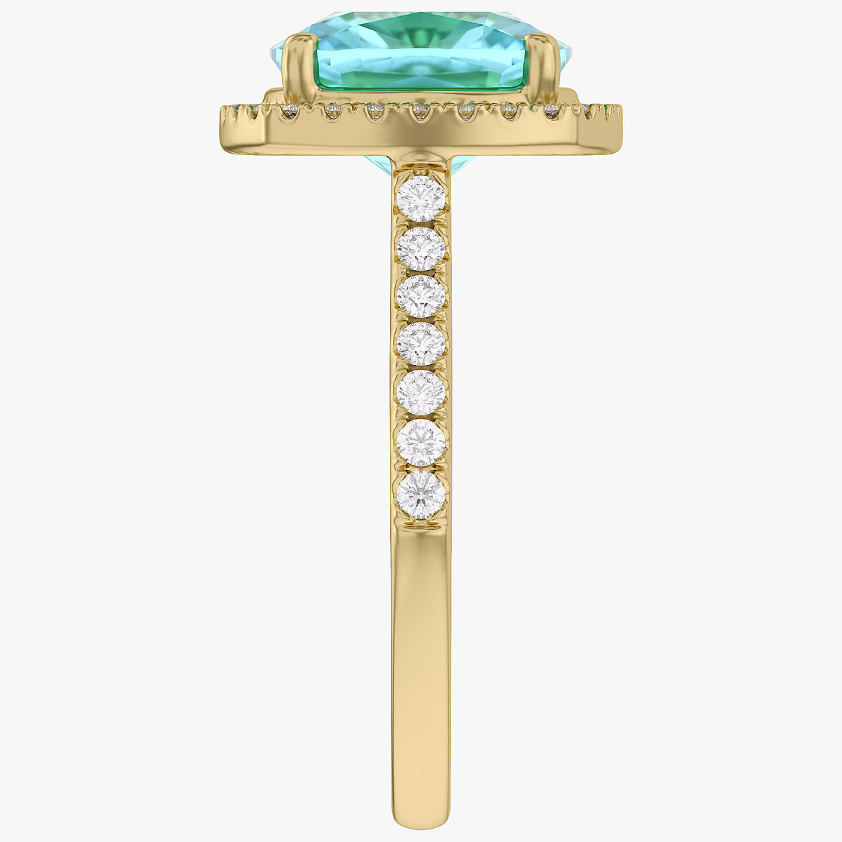7.25 Carat Lab Grown Gemstone and Diamond Halo Style Ring