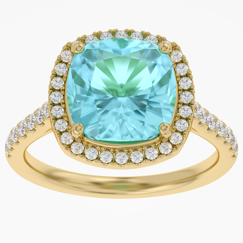 7.25 Carat Lab Grown Gemstone and Diamond Halo Style Ring