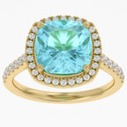 7.25 Carat Lab Grown Gemstone and Diamond Halo Style Ring