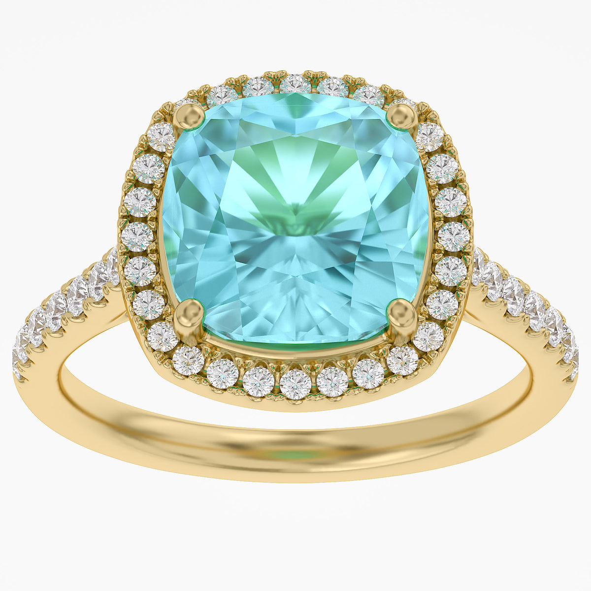 7.25 Carat Lab Grown Gemstone and Diamond Halo Style Ring