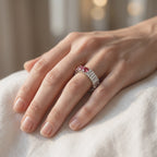 Round and Emerald shape 6.30 Carat Lab Grown Diamond Full Eternity Ring