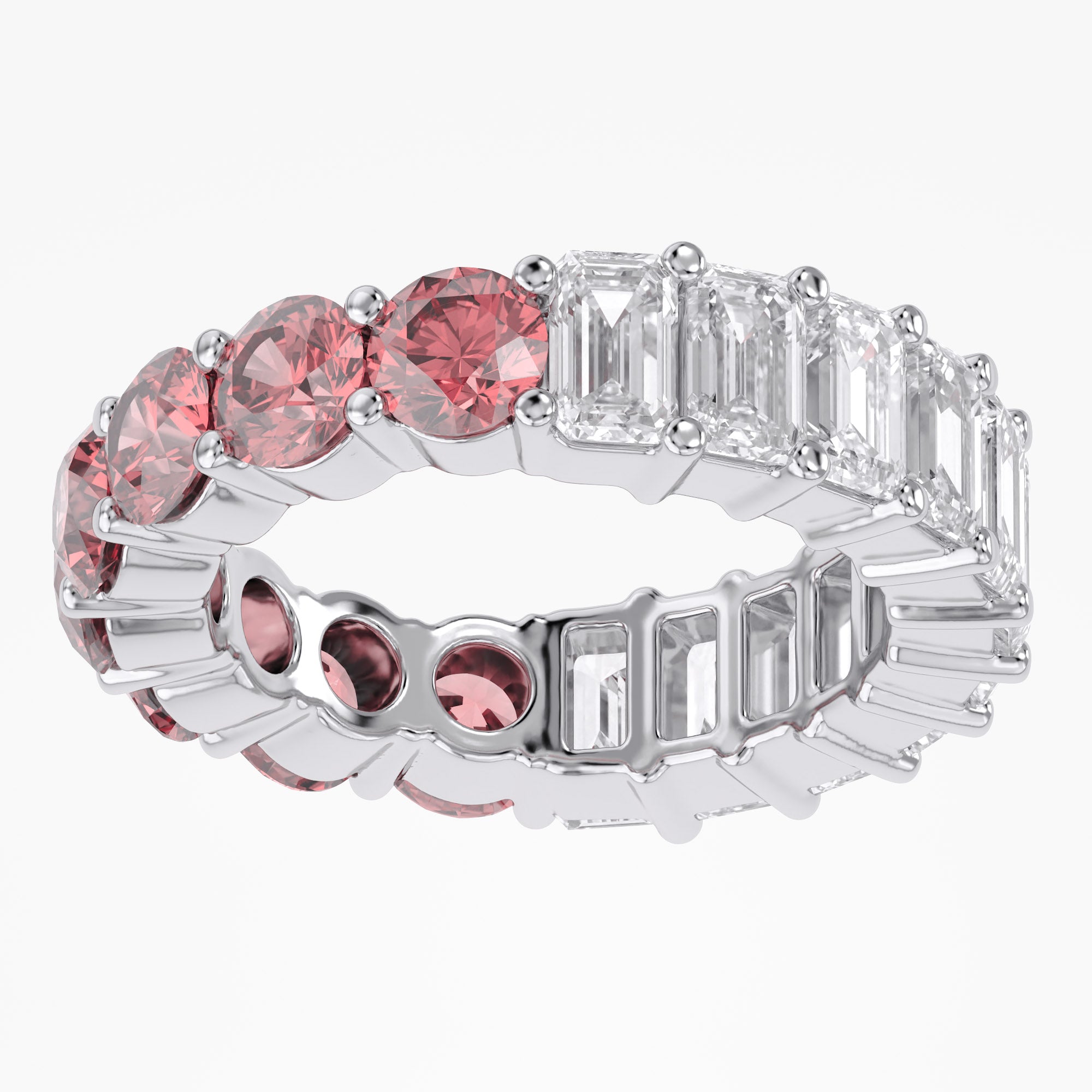Round and Emerald shape 6.30 Carat Lab Grown Diamond Full Eternity Ring