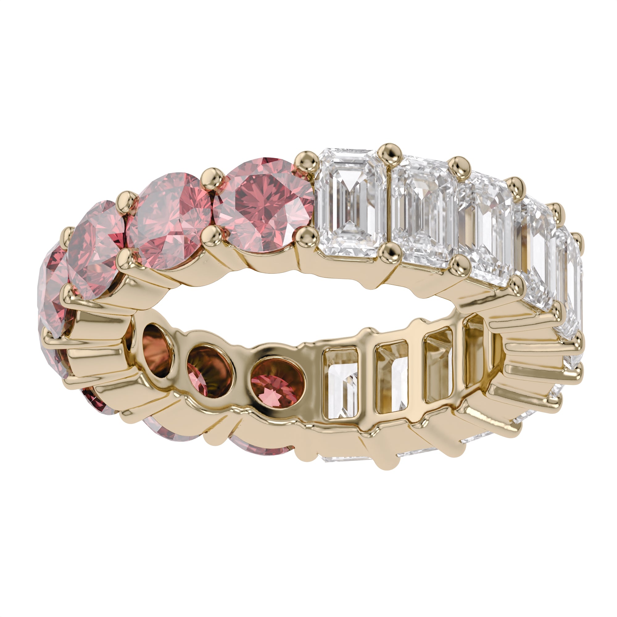 Round and Emerald shape 6.30 Carat Lab Grown Diamond Full Eternity Ring