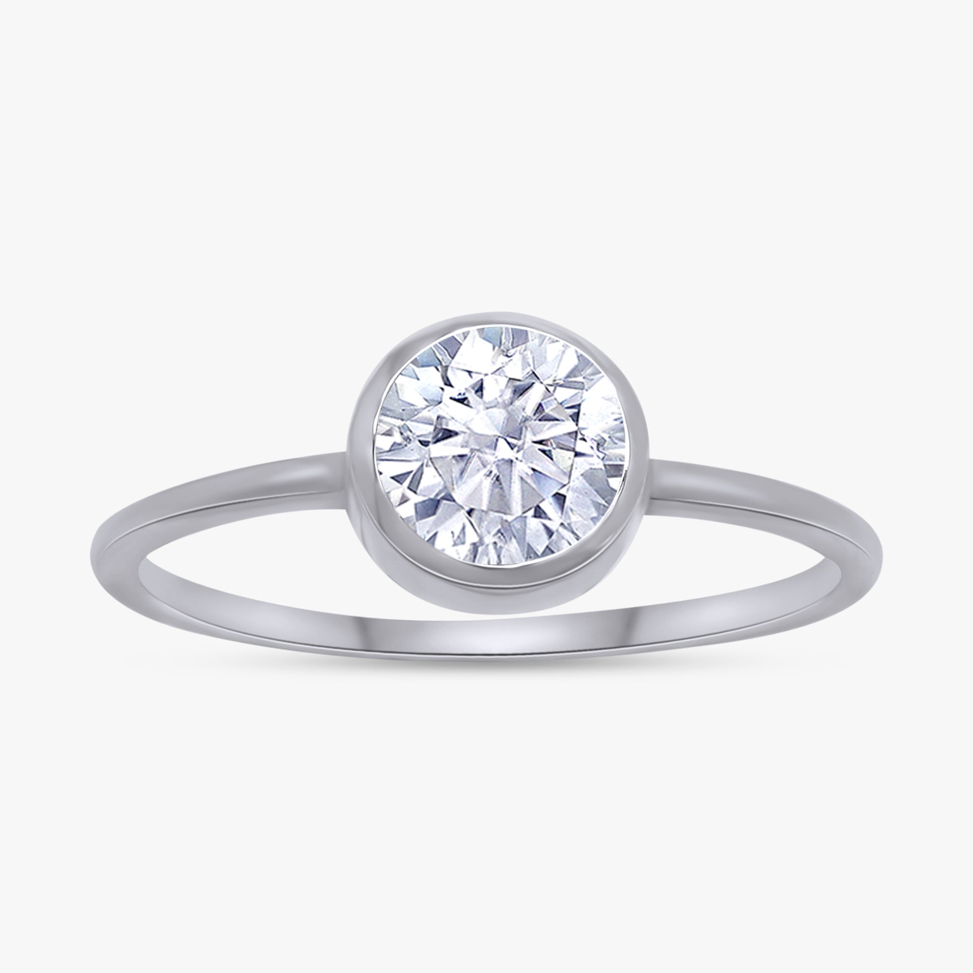 0.65 Carat Round Cut Lab Grown Diamond Solitaire Bezel Set Ring