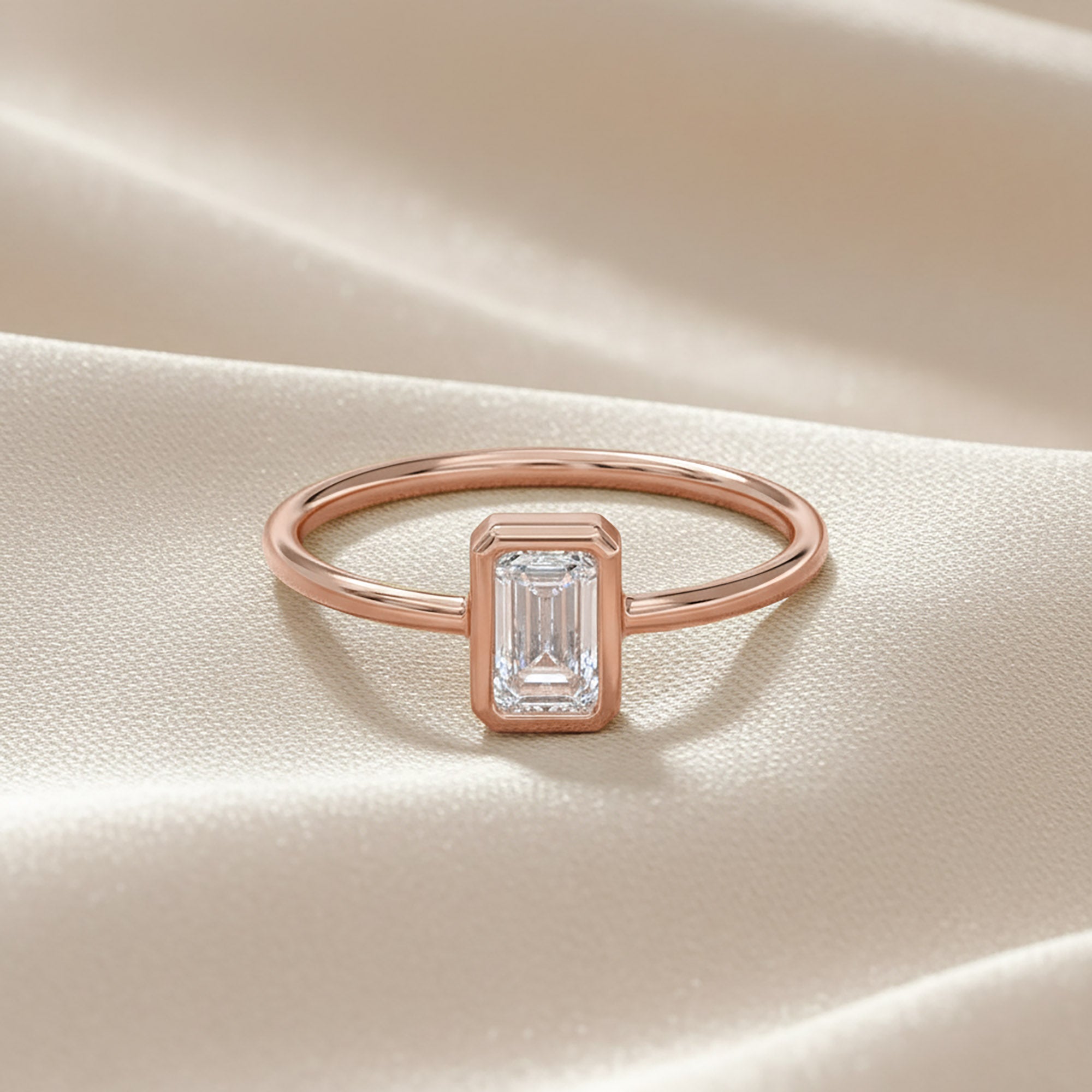 0.55 Carat Emerald Cut Lab Grown Diamond Solitaire Engagement Ring
