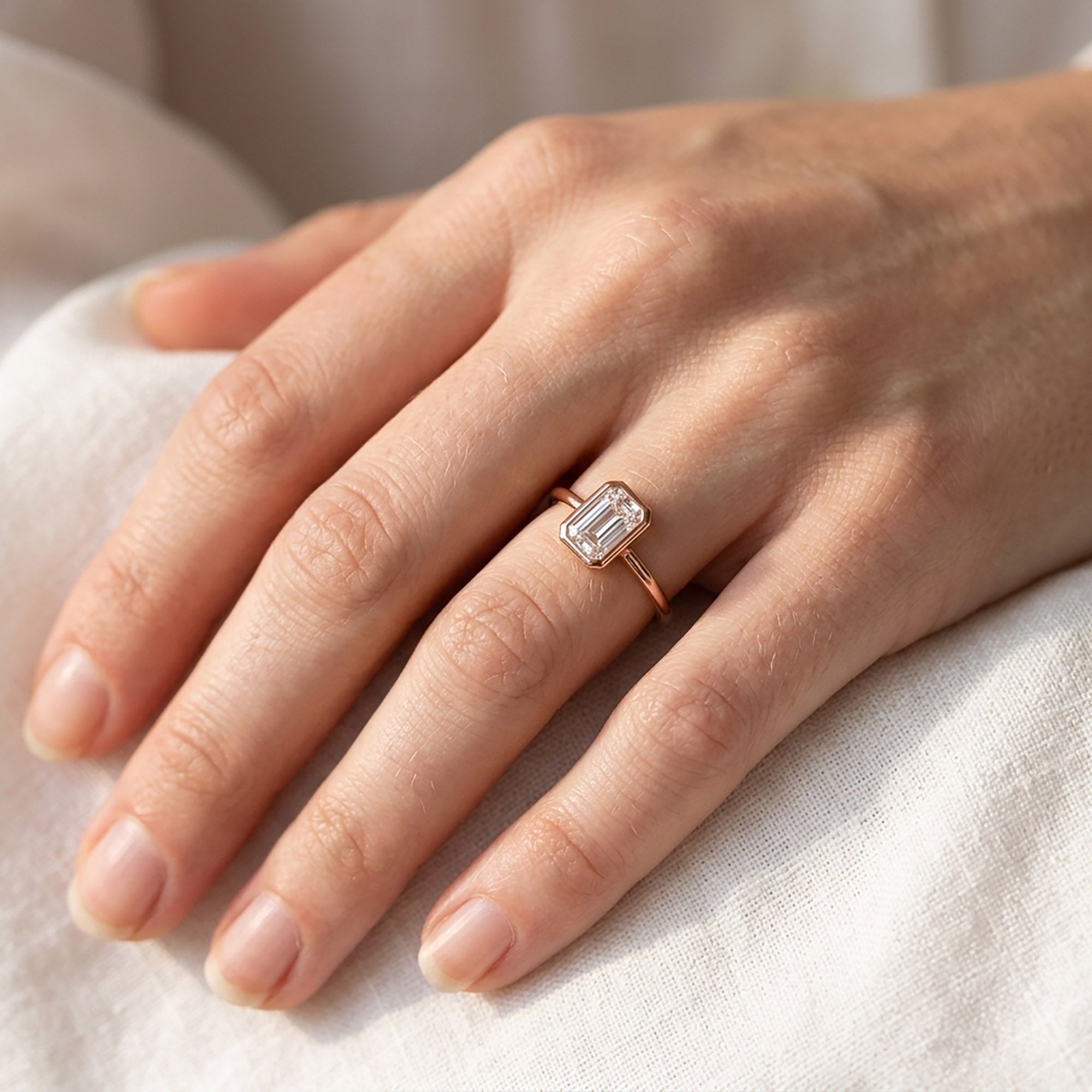 0.55 Carat Emerald Cut Lab Grown Diamond Solitaire Engagement Ring