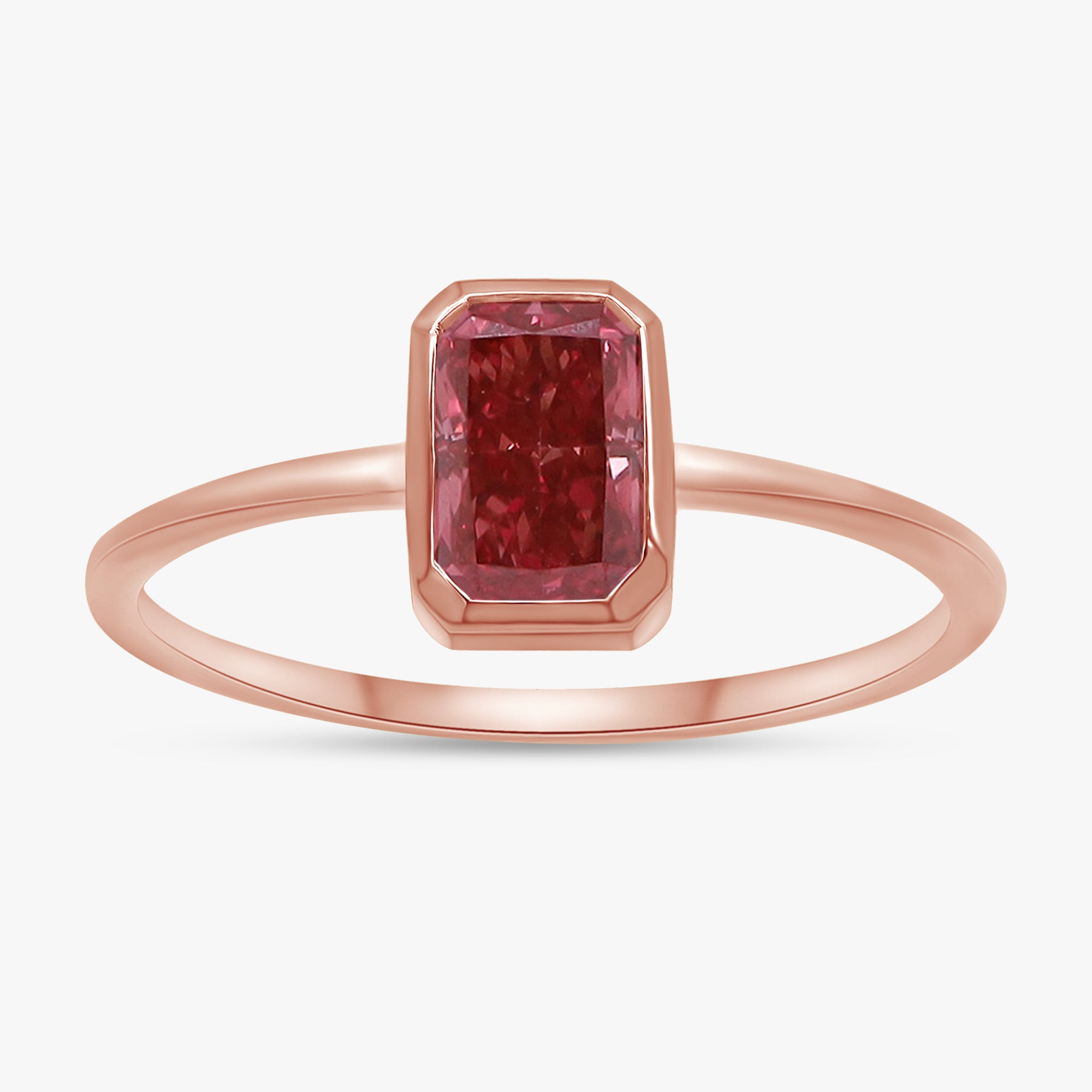 0.55 Carat Emerald Cut Lab Grown Gemstone Ruby Solitaire Engagement Ring