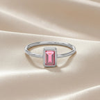 0.55 Carat Emerald Cut Lab Grown Gemstone Ruby Solitaire Engagement Ring