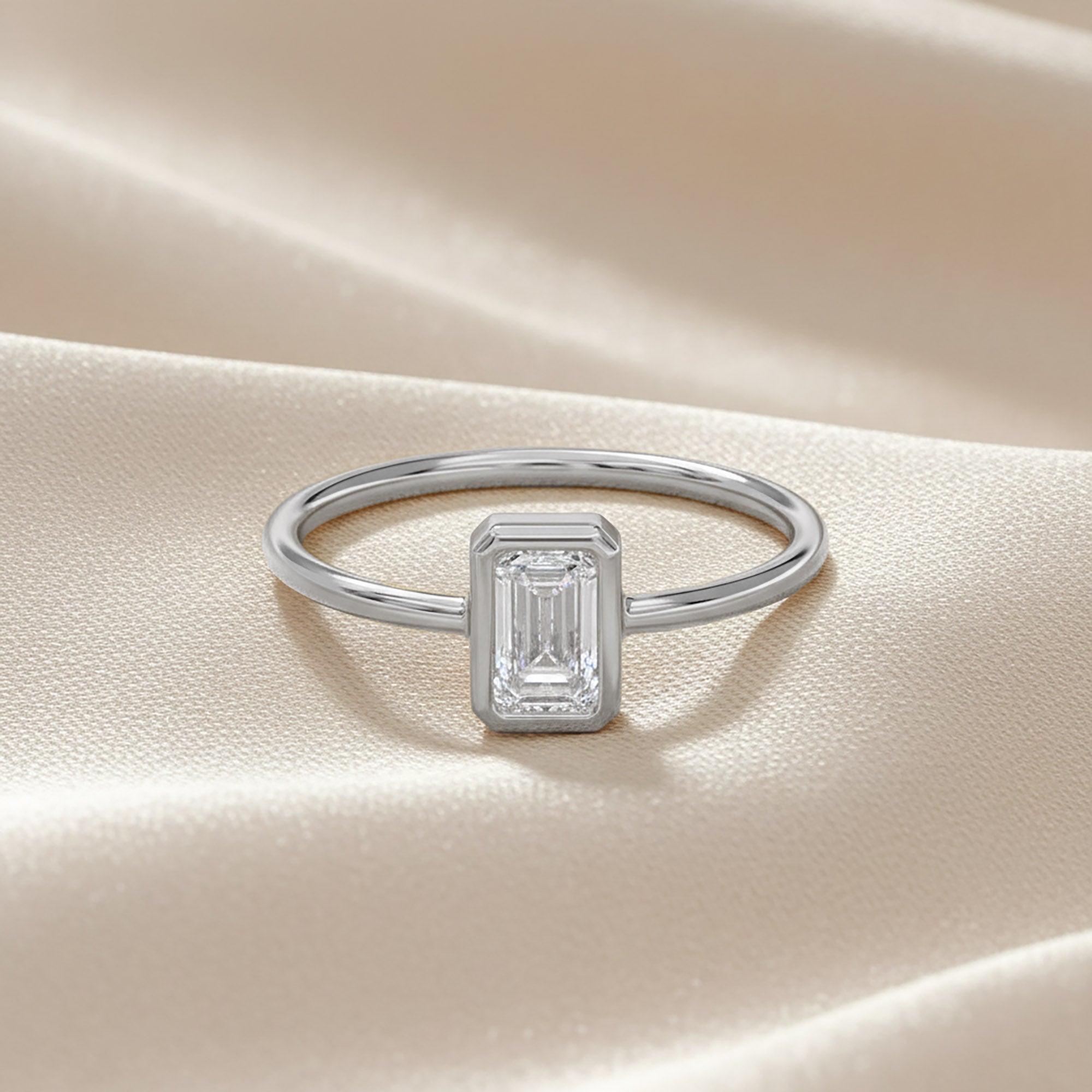 0.55 Carat Emerald Cut Lab Grown Diamond Solitaire Engagement Ring