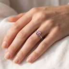 0.55 Carat Emerald Cut Lab Grown Gemstone Ruby Solitaire Engagement Ring