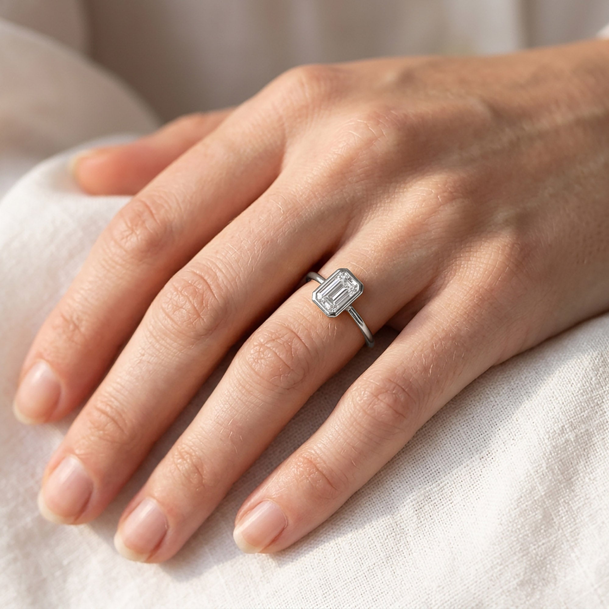 0.55 Carat Emerald Cut Lab Grown Diamond Solitaire Engagement Ring