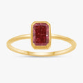 0.55 Carat Emerald Cut Lab Grown Gemstone Ruby Solitaire Engagement Ring